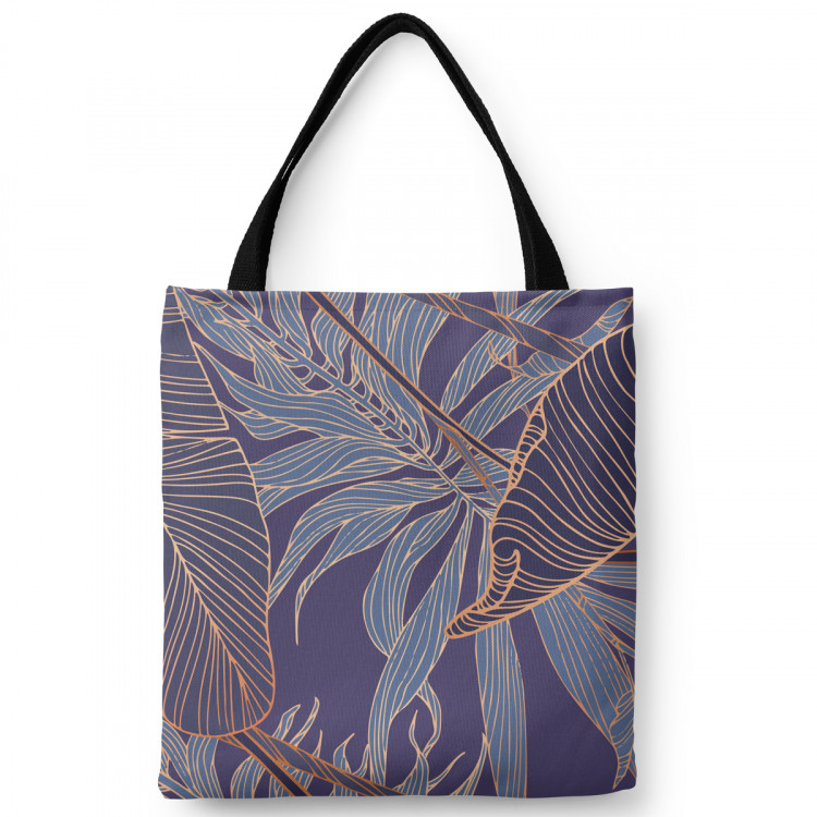 Shoppingväska Gold leafing - graphic floral motif with leaves in linear art 147590
