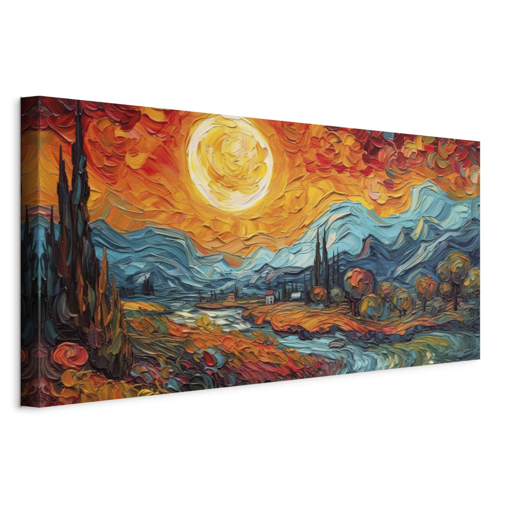 Duży Obraz XXL Pejzaż Wiejski - Górska Sceneria Inspirowana Twórczością Van Gogha [Large Format]