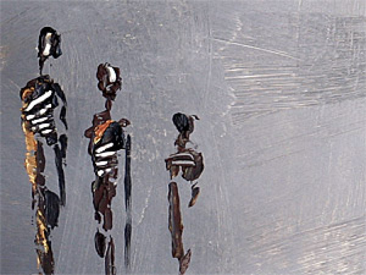 Quadro su tela Serie (1 parte) - silhouettes astratte su sfondo grigio 47090 additionalImage 3