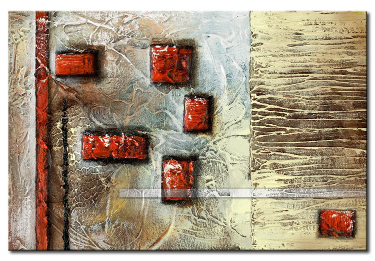 Cuadro moderno Manhattan (1-pieza) - abstracción con diseño rojo en fondo marrón 48090
