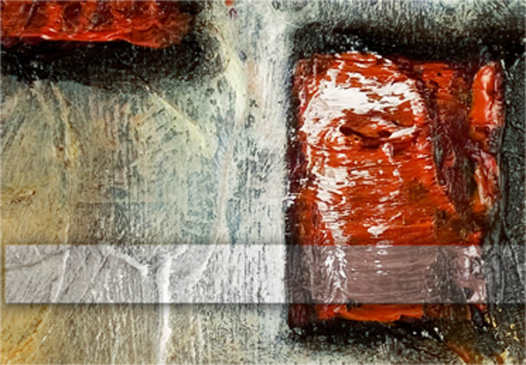 Cuadro moderno Manhattan (1-pieza) - abstracción con diseño rojo en fondo marrón 48090 additionalImage 3