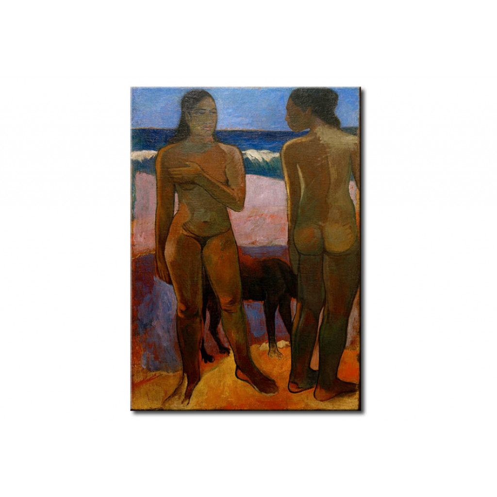 Schilderij  Paul Gauguin: Zwei Tahitianerinnen Am Strand