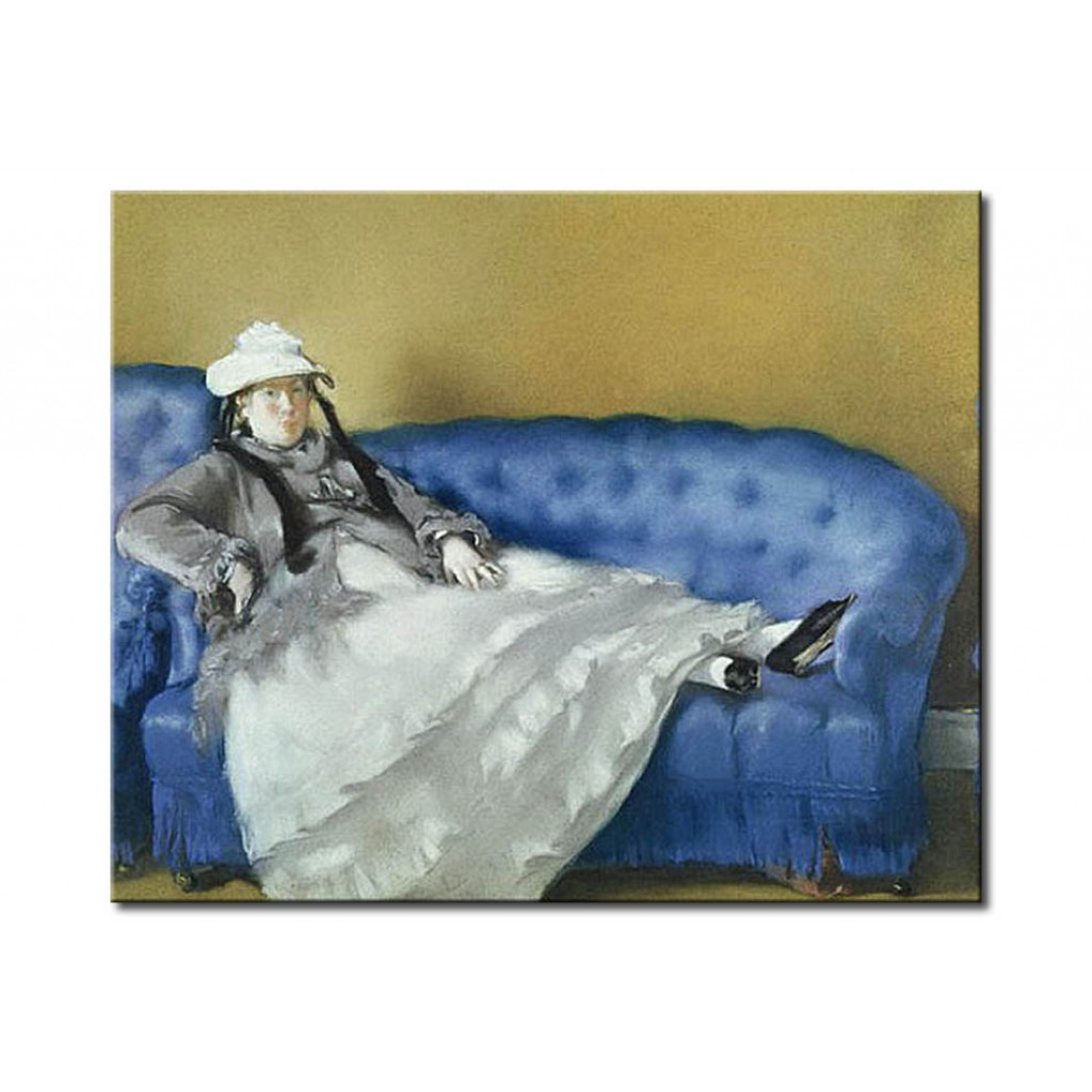 Reprodução Do Quadro Famoso Madame Manet On A Blue Sofa