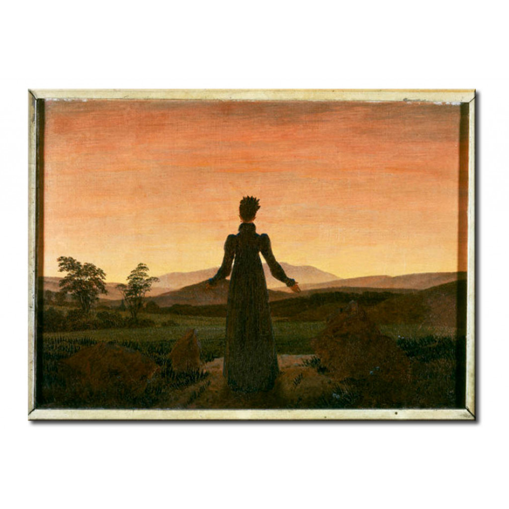 Schilderij  Caspar David Friedrich: Frau Vor Der Untergehenden Sonne