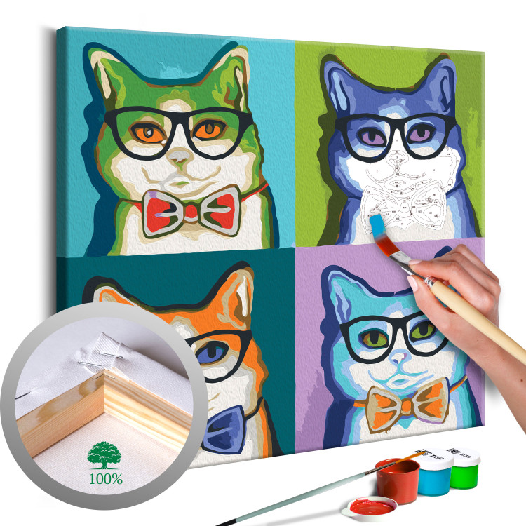 Obraz do malowania po numerach Koty w okularach 107501