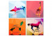 Canvas Art Print Geometric Animals (4 Parts) 108201
