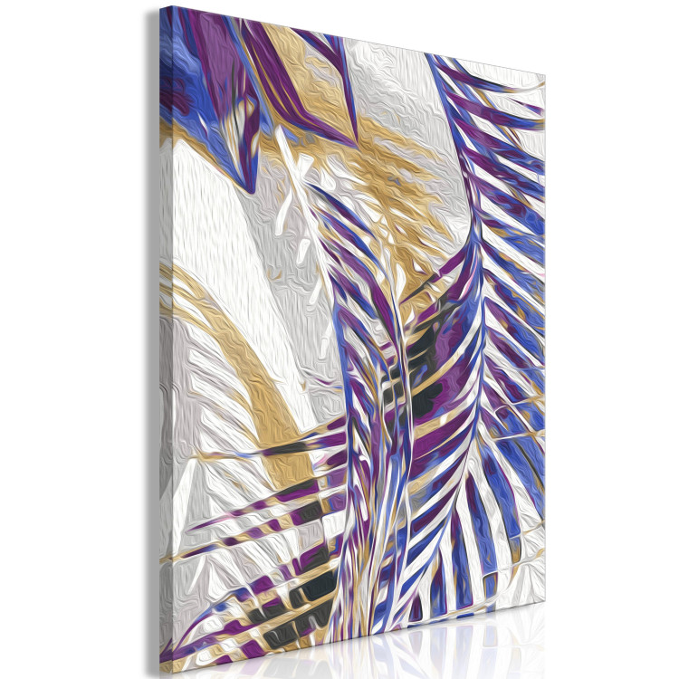 Obraz do malowania po numerach Wietrzny poranek - delikatne fioletowe gałązki palmy na szarym tle 146201 additionalImage 5