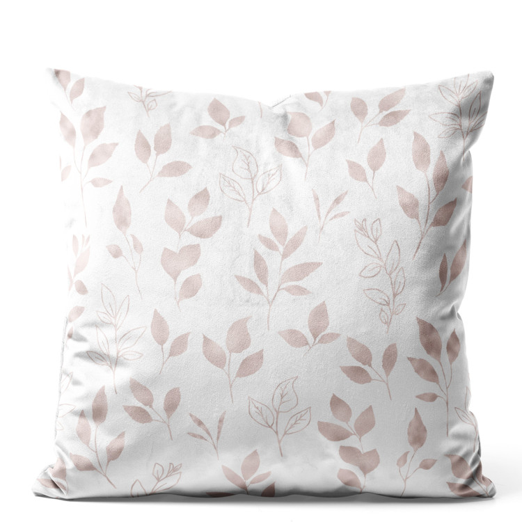 Sammets kudda Subtle foliage - a minimalist floral pattern on white background 147101