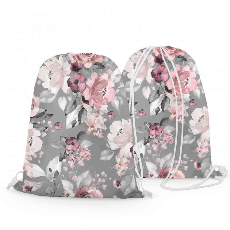 Worek plecak Pastelowy bukiet - subtelne kwiaty w odcieniach szarości i różu 147701 additionalImage 3