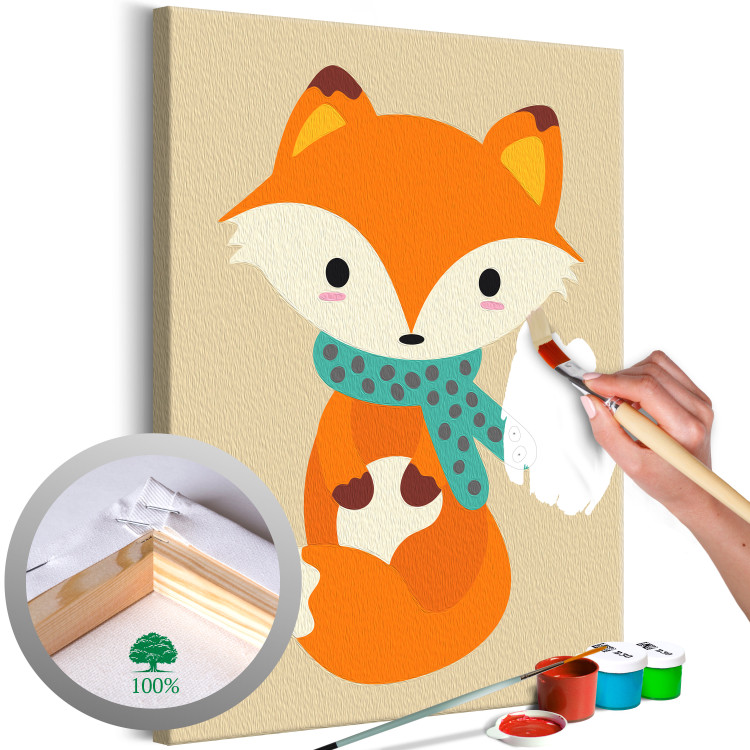 Painting Kit for Children Fox With a Scarf - Winter Portrait of a Cunning Animal 149801