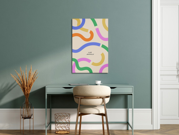 Canvas Colorful Abstract Shapes - Pastel Waves on a Beige Background 149901 additionalImage 3