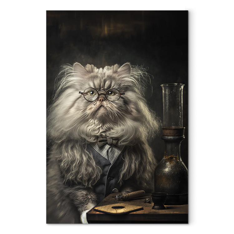 Canvas AI Persian Cat - Portrait of a Fantasy Animal in the Guise of a Professor - Vertical