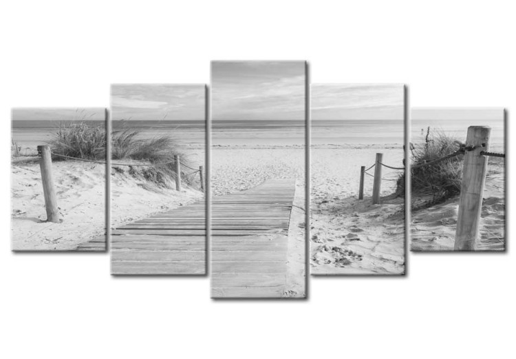 Canvas Morning on the beach - black and white