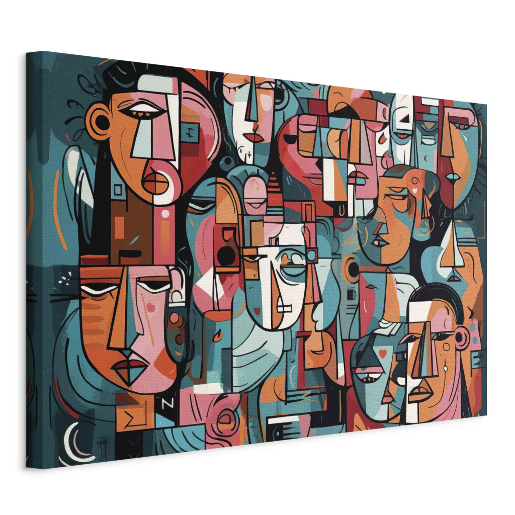 Schilderij Geometric Faces - Composition Created By Artificial Intelligence [Large Format]