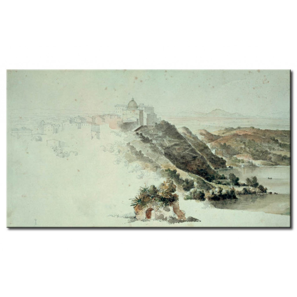 Schilderij  Jean-Auguste-Dominique Ingres: View Of Castel Gandolfo And Lake Albano
