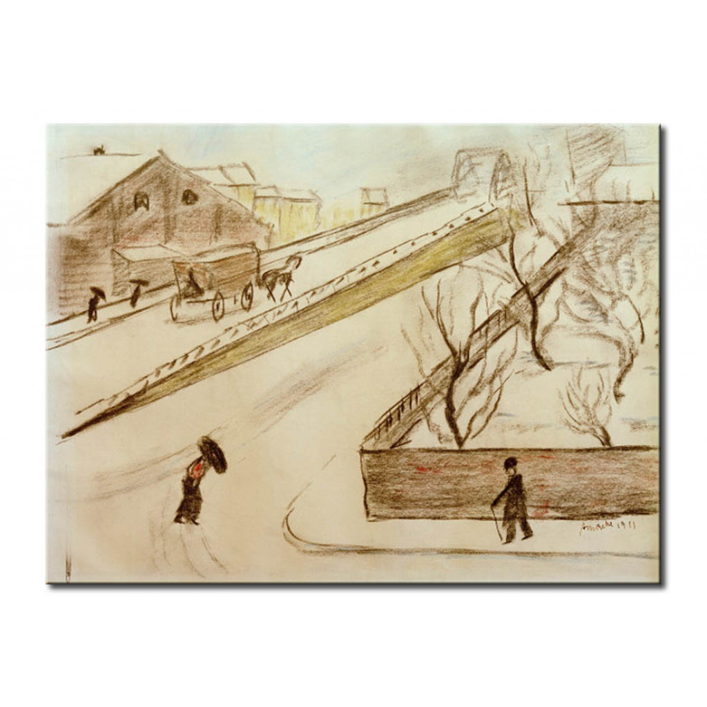 Schilderij  August Macke: Straßenecke Im Schnee