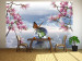 Fototapeta Fantazja z motylem - tło z motylem na kuli na tle morza i magnolią 61301