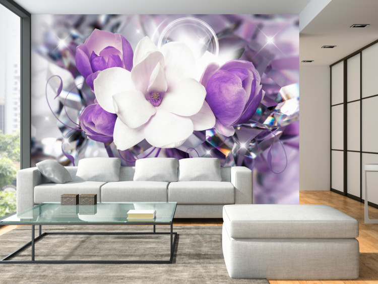 Wall Mural Magnolias - purple flowers on a fuzzy background with a soft glow