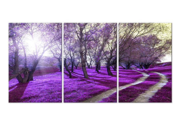Leinwandbild Lila Gasse - eine Waldlandschaft im Lavendellicht