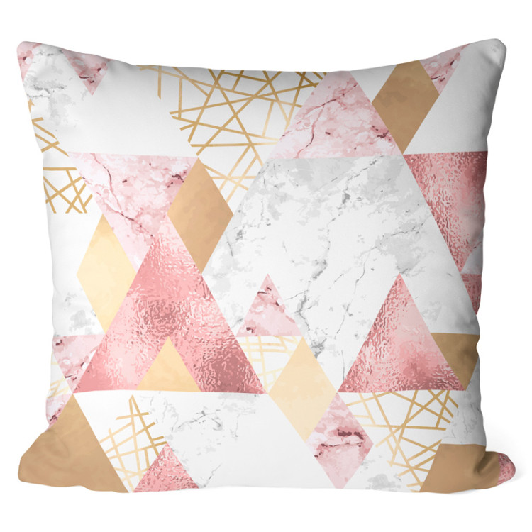 Mikrofaser Kissen Geometric patchwork - design with triangles, marble and gold pattern cushions 146911