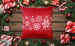 Decorative Velor Pillow Floral stars - white motifs depicted on a red background velour 148511 additionalThumb 2