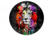 Tableau rond Colorful Lion - a Cheerful Royal Variegated Animal on a Gray Background 148611