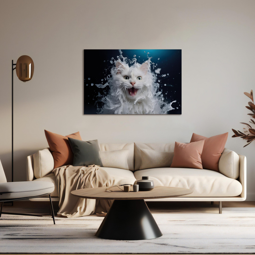 Quadro AI Norwegian Forest Cat - Wet Animal Fantasy Portrait - Horizontal