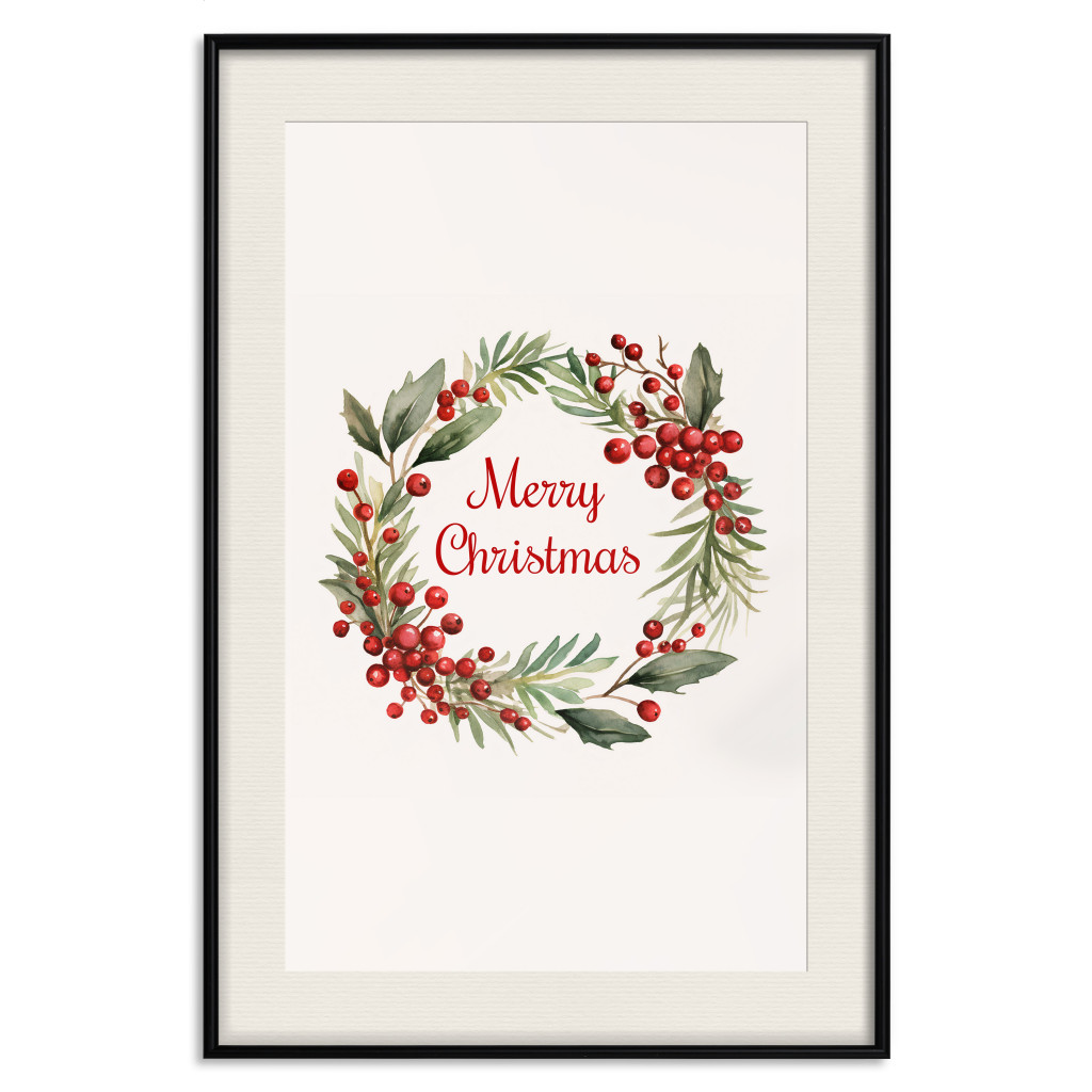 Posters: Christmas Garland - English Inscription Surrounded By Plants