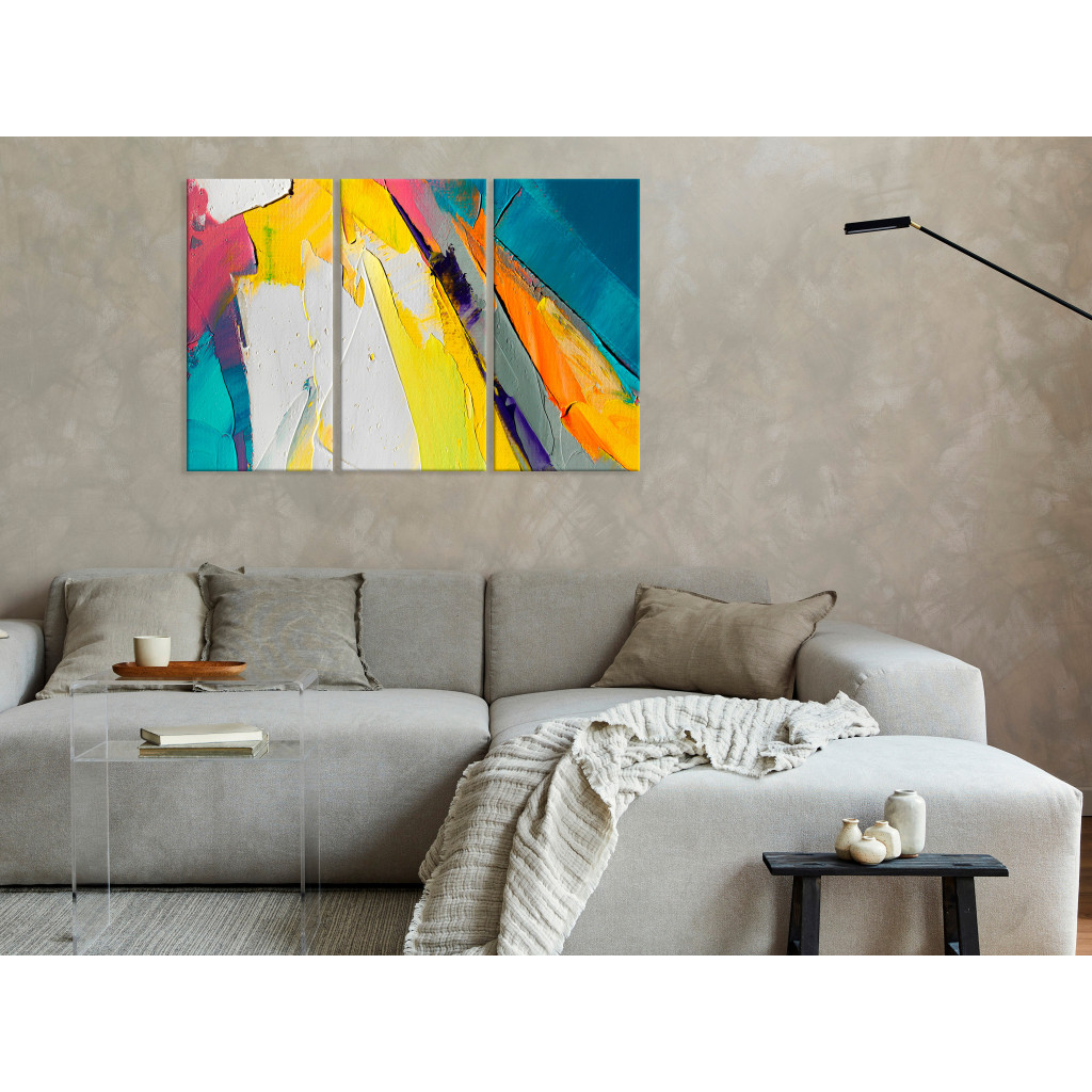 Schilderij  Gekleurde: Abstract Colors - A Composition Of Paints Applied With A Spatula