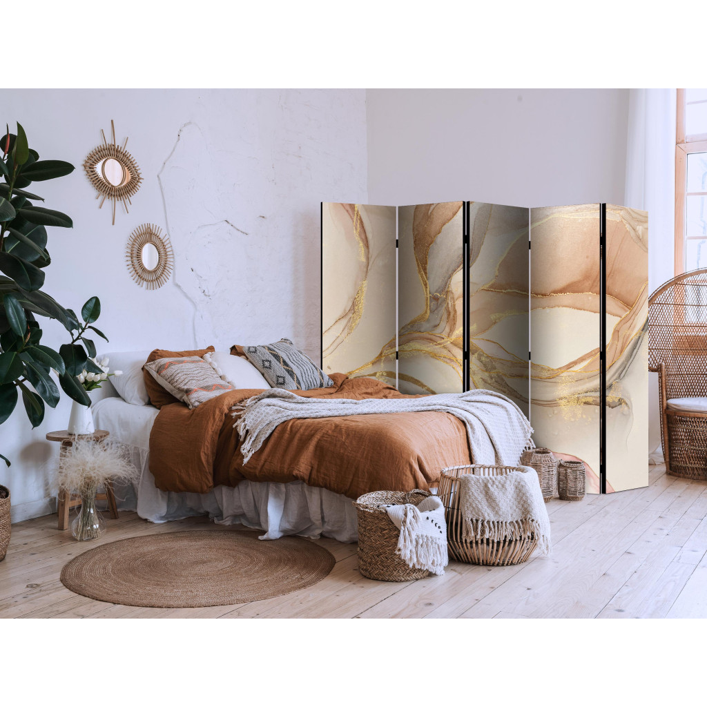Biombo Decorativo Desert Abstraction - Beige Composition Imitating Marble II [Room Dividers]