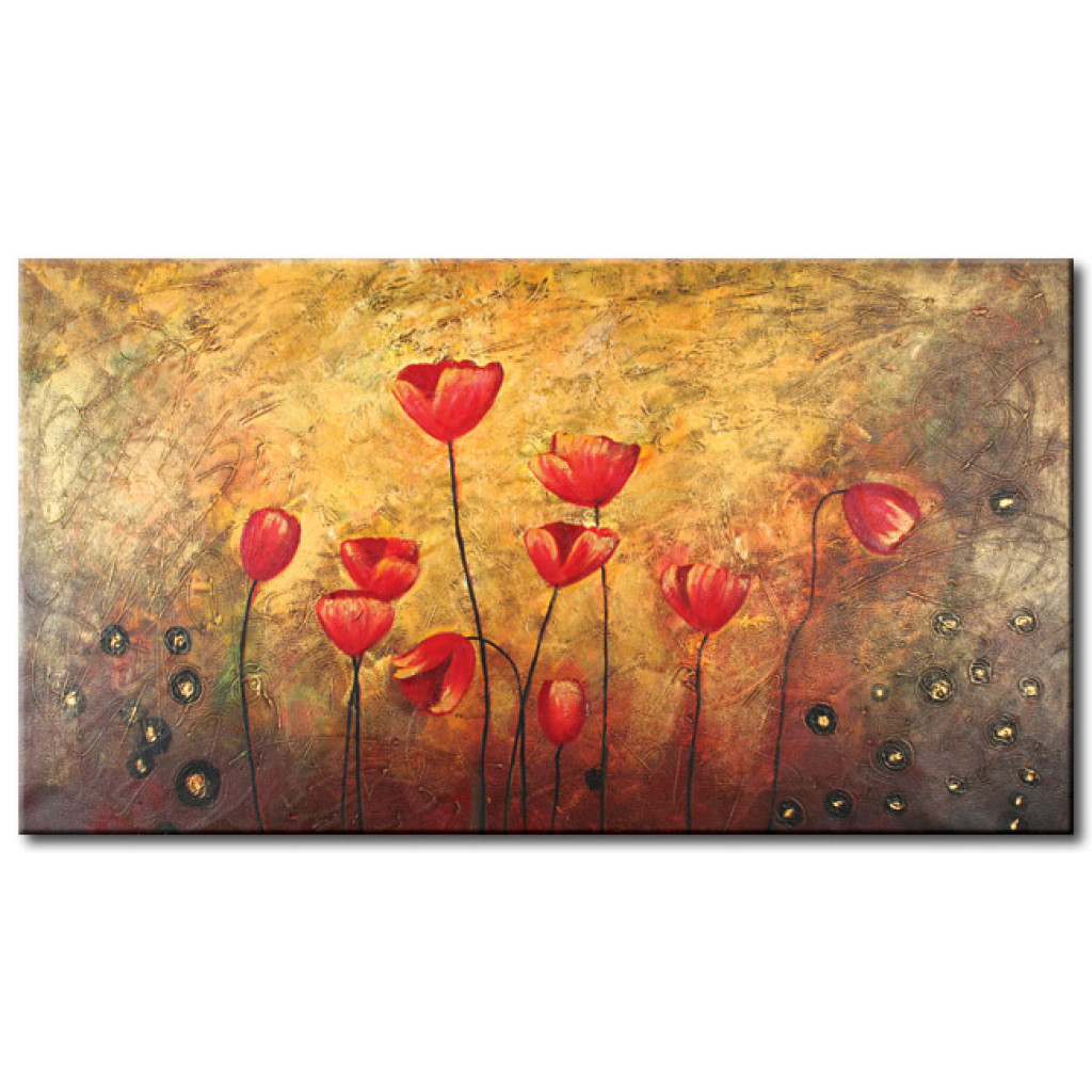 Obraz Tulipany (1-częściowy) - Abstrakcyjny Motyw Kwiatów Na Tle Z Deseniem