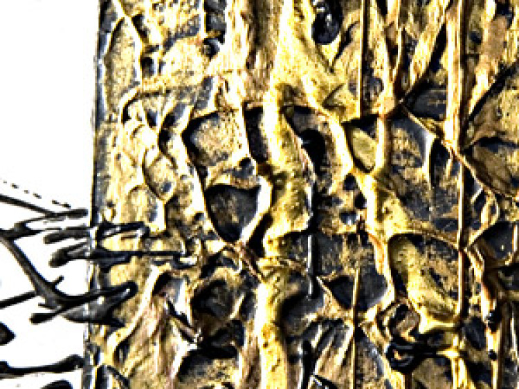 Leinwandbild Wilder Schwung (5-teilig) - Schwarz-weiße Abstraktion in Gold 48211 additionalImage 2
