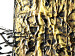 Leinwandbild Wilder Schwung (5-teilig) - Schwarz-weiße Abstraktion in Gold 48211 additionalThumb 2