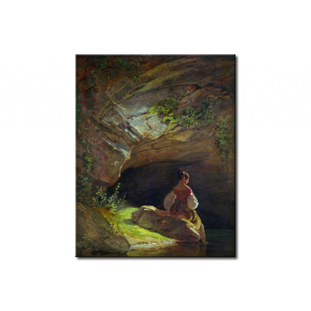 Schilderij  Carl Spitzweg: Maedchen Vor Der Grotte