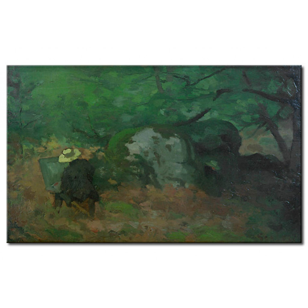 Schilderij  Alfred Sisley: Le Peintre Monet Dans La Forêt De Fontainebleau