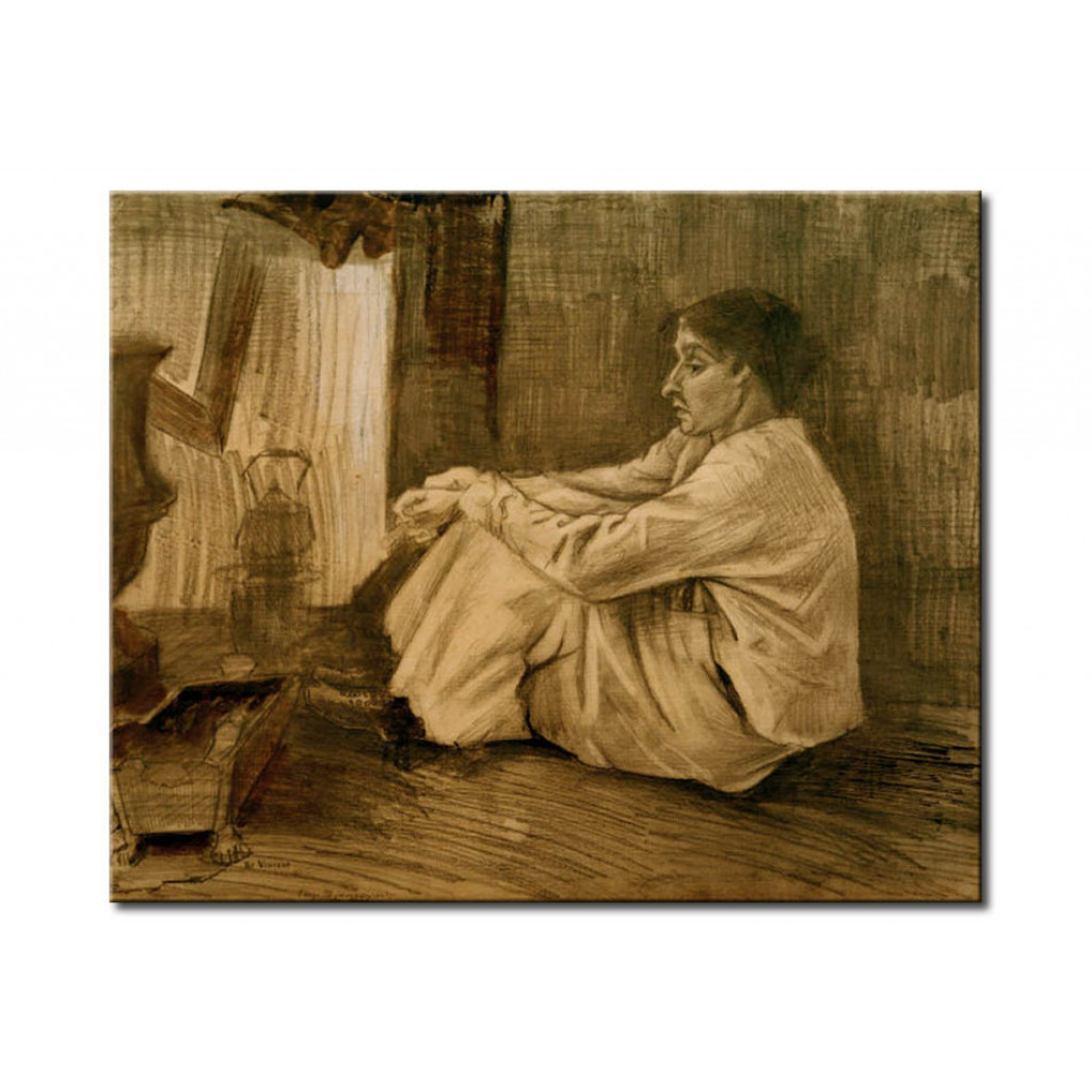 Cópia Impressa Do Quadro Woman (Sien) With Cigar Sitting Near The Stove
