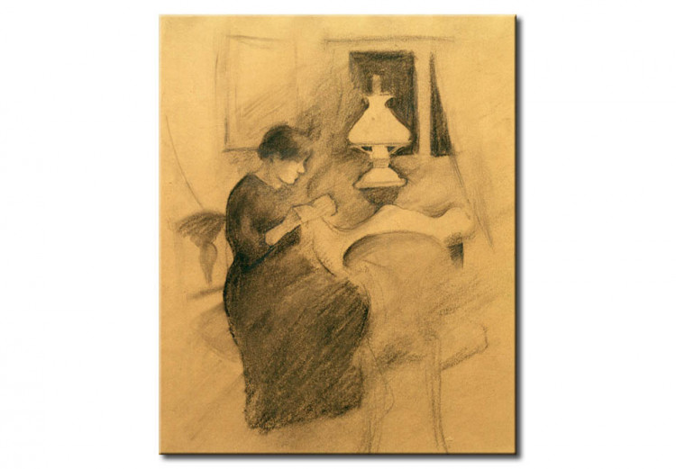 Reprodukcja obrazu Girl sewing by lamplight (Elisabeth) 54911
