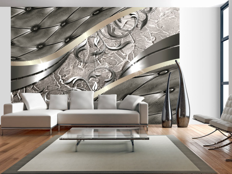 Wall Mural Space - fashionable quilted pattern like leather on a gray background