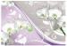 Wall Mural White Orchids - Floral Motif on a Gray Background with Violet Elements 60311 additionalThumb 1