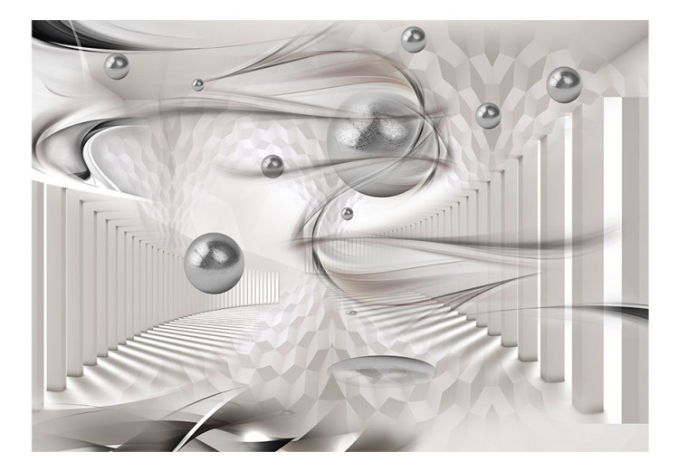 Carta da parati Arte futuristica - sfere d'argento circondate da colonne e disegni 62111 additionalImage 1