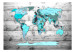 Fototapeta Świat na niebiesko - mapa świata w niebieskich barwach na drewnie 90211 additionalThumb 1