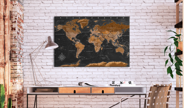 Tablero decorativo en corcho Brown World Map [Cork Map - French Text] 105921 additionalImage 3