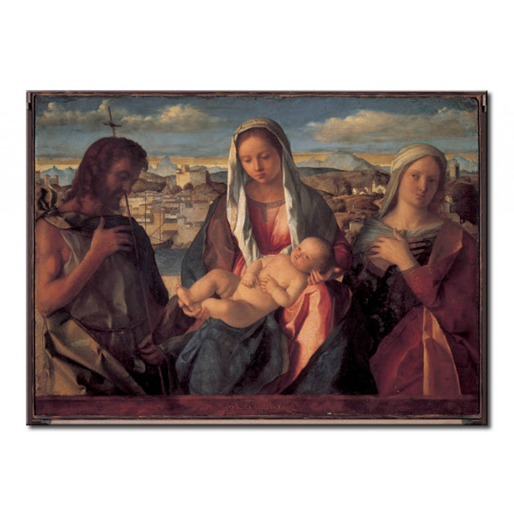 Schilderij  Giovanni Bellini: Madonna And Child, John The Baptist And A Female Saint