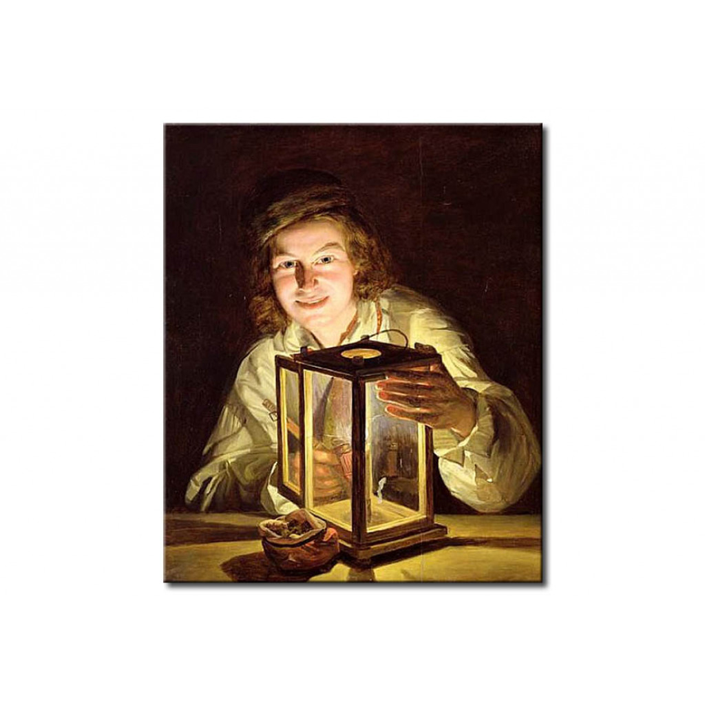 Schilderij  Ferdinand Georg Waldmüller: The Young Stableboy With A Stable Lamp