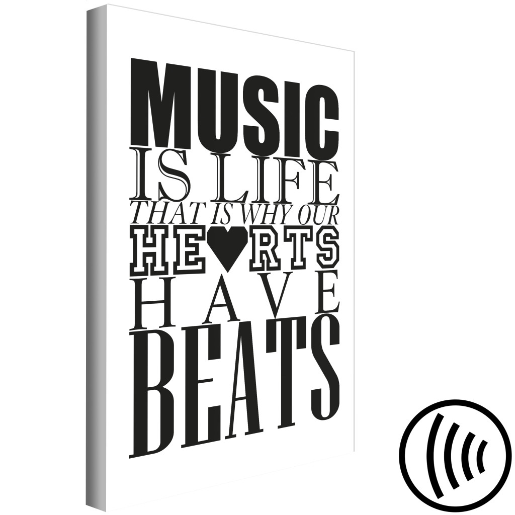 Schilderij  Met Inscripties: Music Is LLfe That Is Why Our Hearts Have Beats