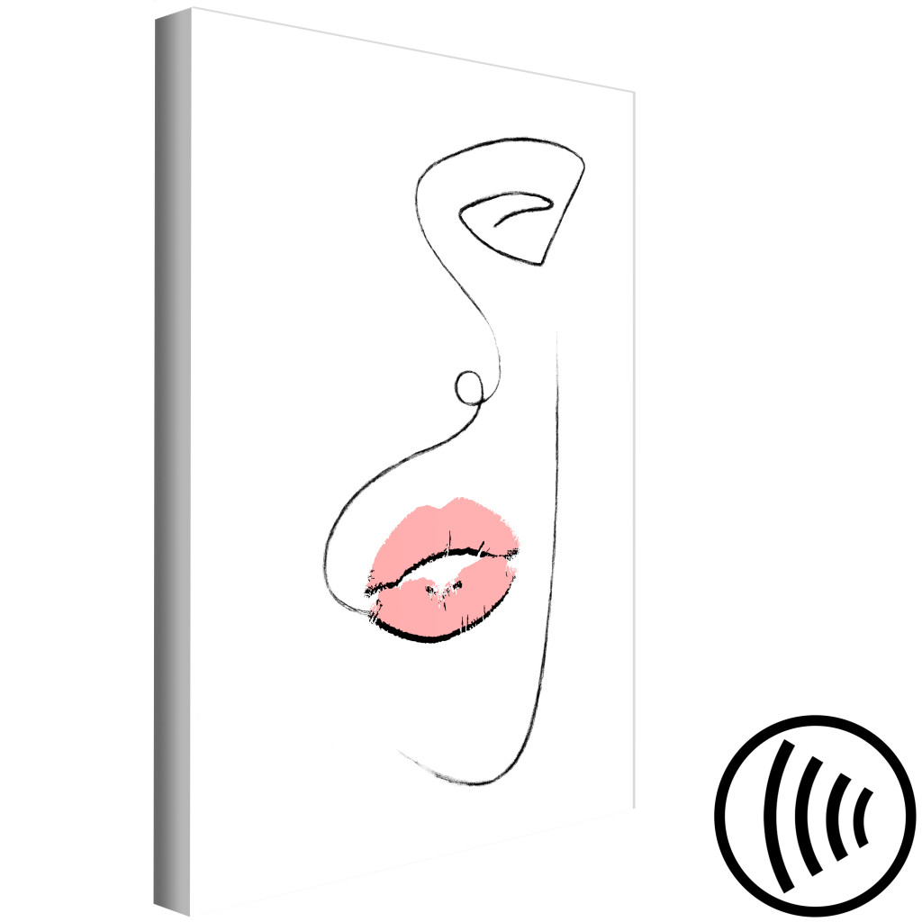 Schilderij  Vrouwen: Vrouwelijke Lippen (1-delig) - Zwart-wit Contouren Van Een Delicaat Gezicht