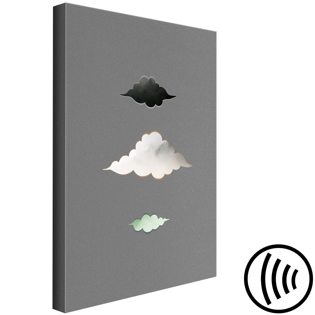 Pintura Em Tela Nuvens Abstractas - Várias Nuvens Coloridas Sobre Um Fundo Cinzento