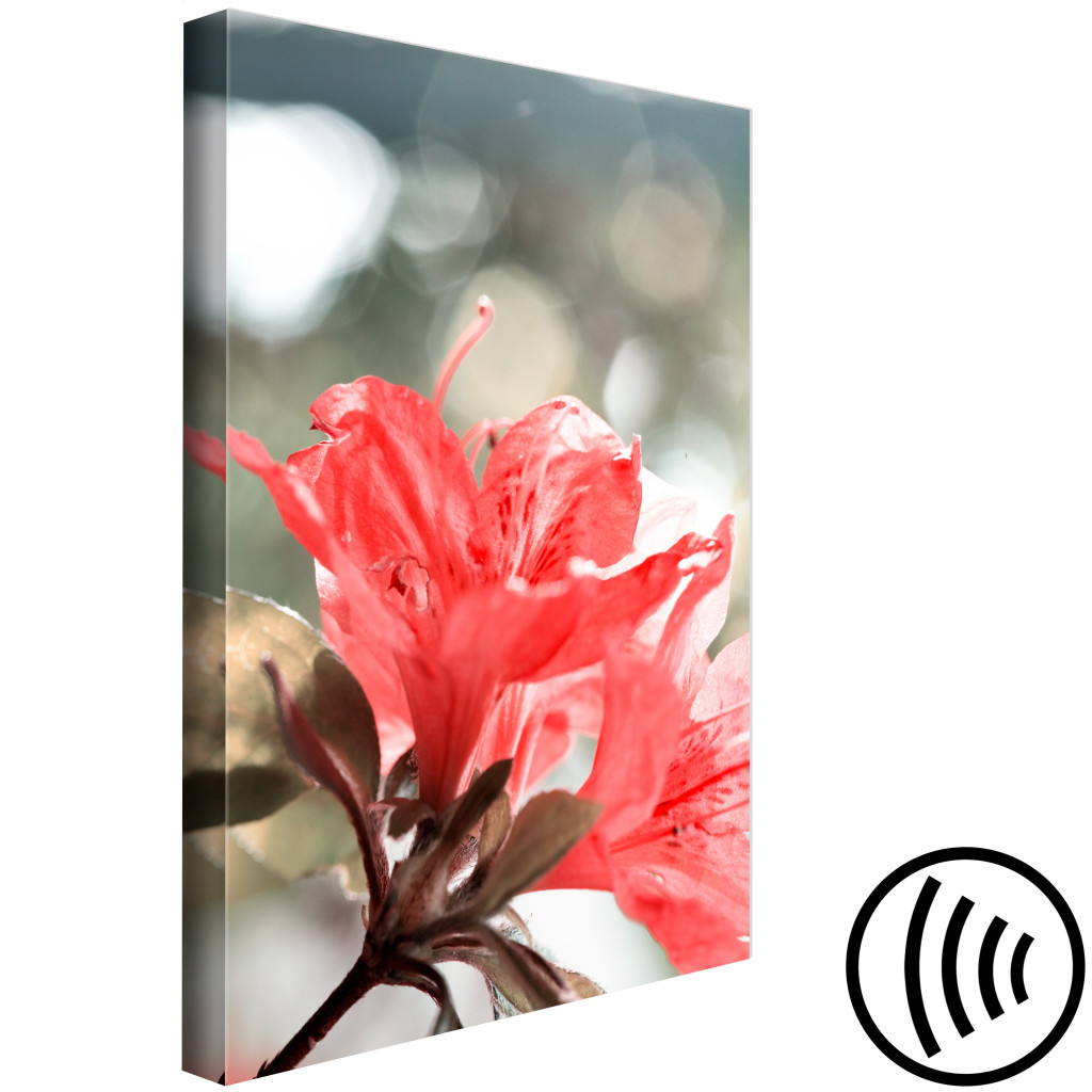 Schilderij  Andere Bloemen: Hibiscus Rood - Een Minimalistische Foto Van Een Takje En Bloemen