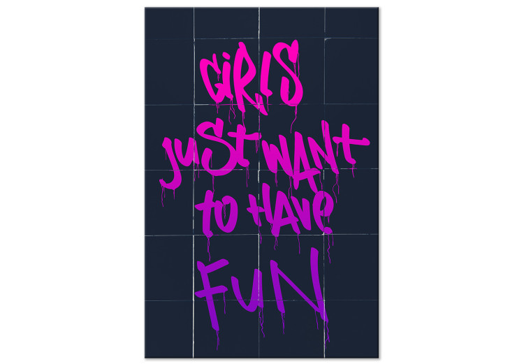 Canvas Girls want to have fun - English inscription in pink and purple