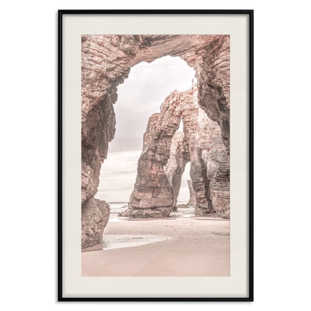 Muur Posters Rocks On The Beach - Sea Landscape With A Great Cliff In The Sand